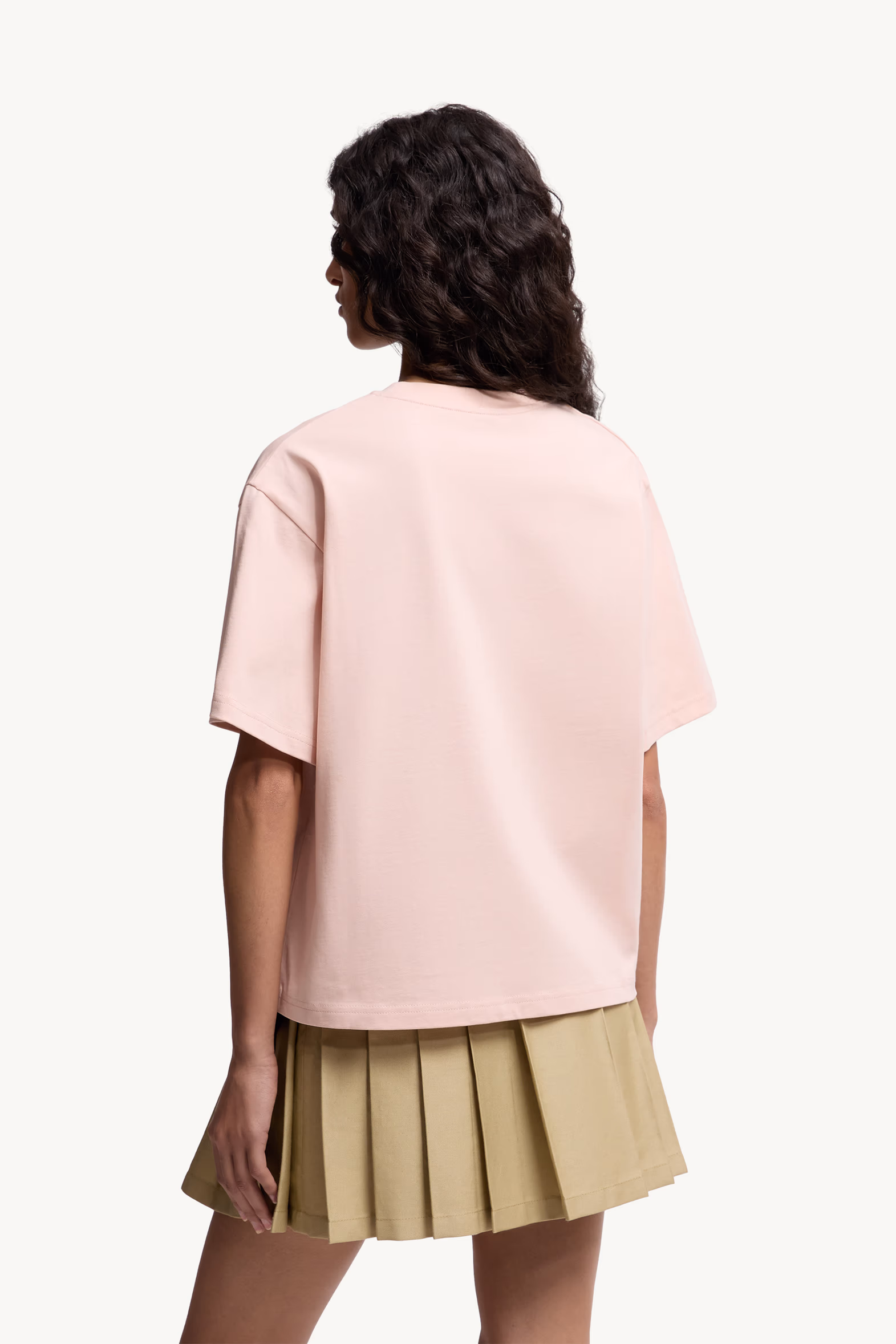 Embroidered Cherry Logo Cotton T-Shirt Women Light Pink Moncler 5